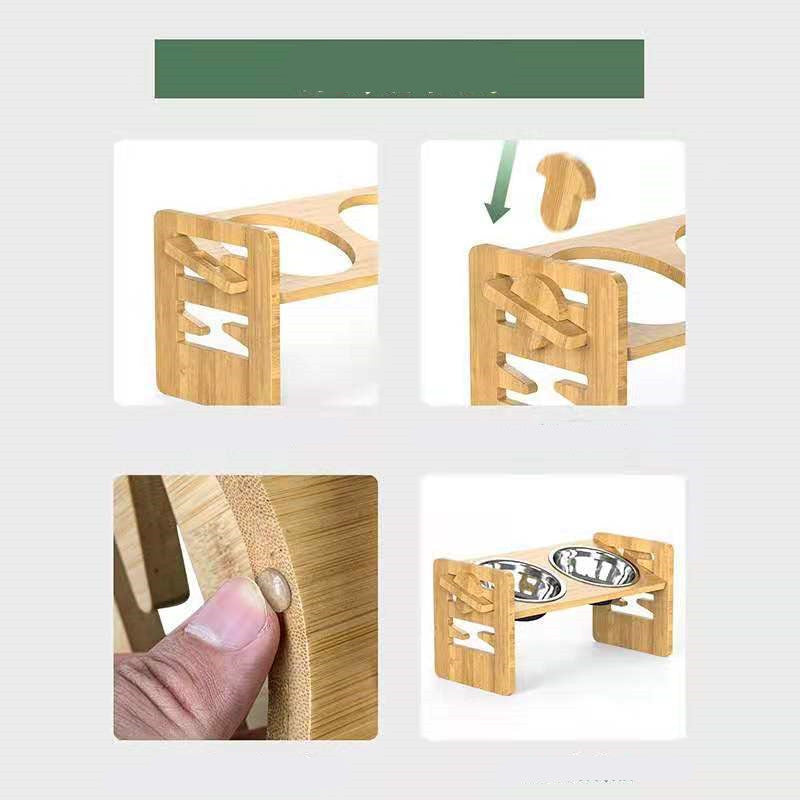 Dog Rice Stainless Steel Double Bowl Folding