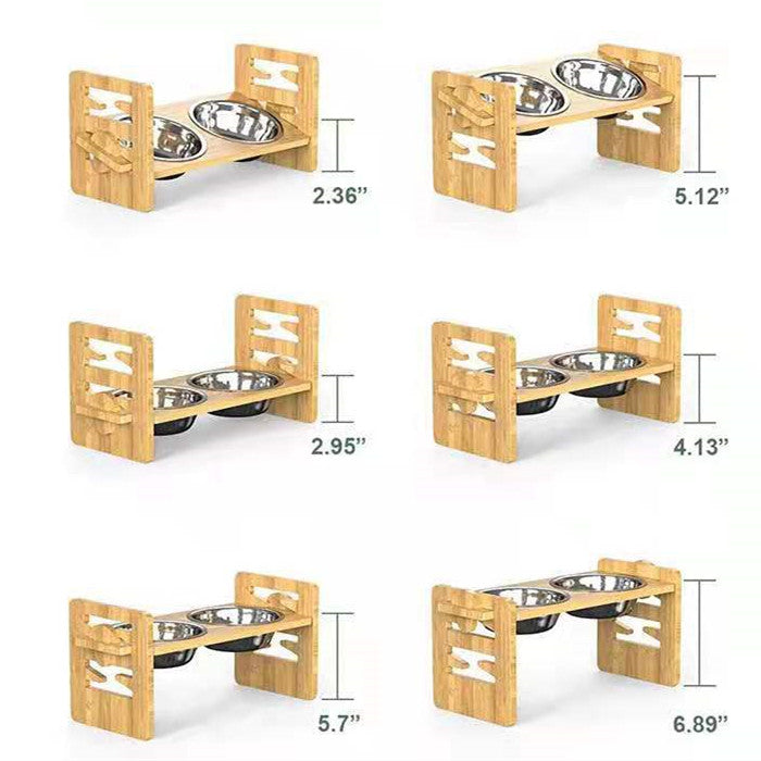 Dog Rice Stainless Steel Double Bowl Folding